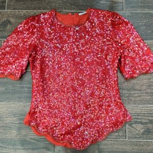 Red Sequin Blouse